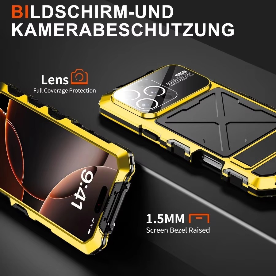 Ốp Lưng Silicon Chống Rơi Bao Màn Hình Giá Đỡ Cho iPhone 16 15 Pro Max 14 Vỏ Điện Thoại Kim Loại Chống Sốc Bảo Vệ Chắc Chắn
