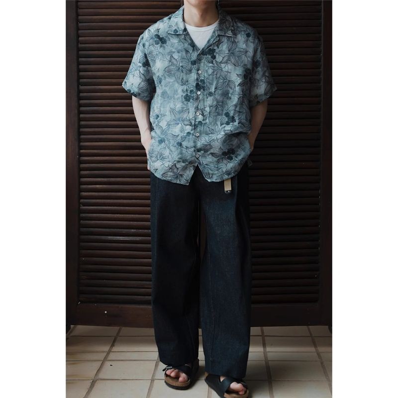 CN Áo sơ mi nam ngắn tay phong cách kỳ nghỉ Hawaii nhẹ thoáng khí