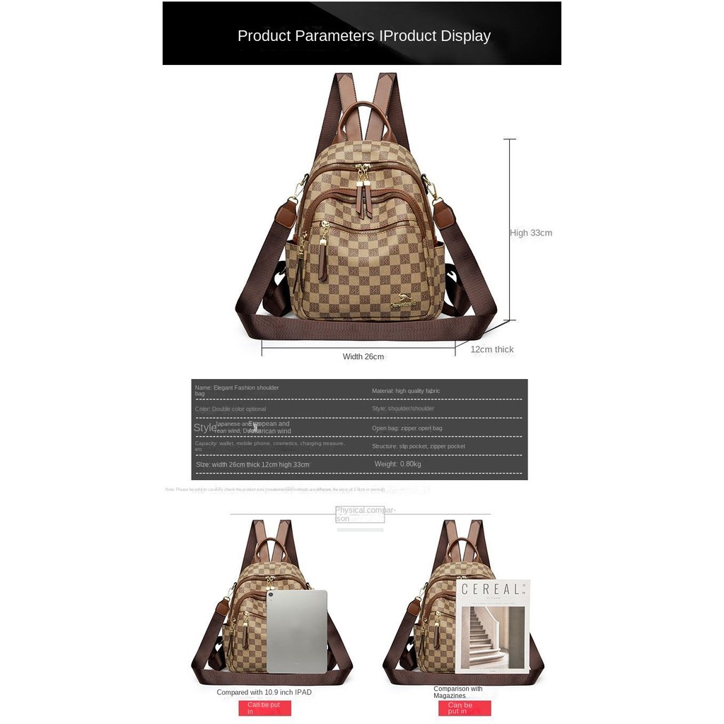 Women's Bag New Genuine Backpack Fashionable Backpack Versatile Large Capacity Women's Bag Short Trip Travel Mom Bag