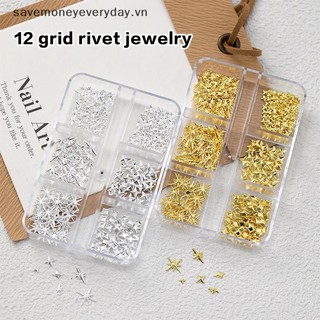[savemoneyeveryday] 6 / 12 Lưới Trộn Đinh Tán Móng Tay Vàng / Bạc Ngôi Sao Ánh Sáng Móng Tay Nghệ Thuật Quyến Rũ Phụ Kiện Ánh Sáng Ngôi Sao Đồ Dùng Làm Móng Tay [vn]