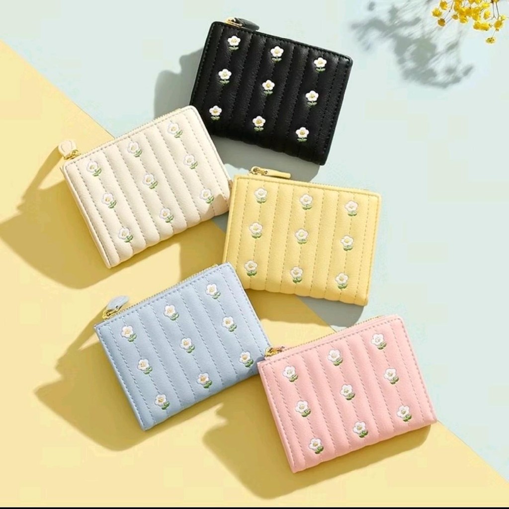 Ví nữ gấp 3 lần thêu dạng gập phong cách hàn quốc nhỏ xinh xắn cho nữ ( C 01 )