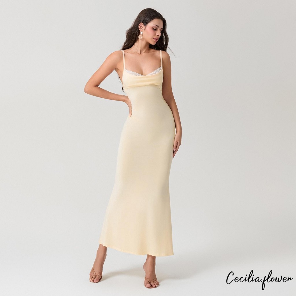 Phụ Nữ Không Tay Đầm Mùa Hè Ren Chắp Vá Backless Đảng Dài Cho Kỳ Nghỉ Cocktail Đi Biển Dạo Phố