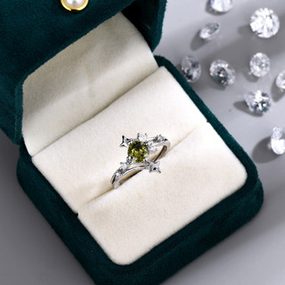 ❤ Ánh sáng ban đầu sang trọng Peridot Nhẫn pha lê xanh Nữ Phong cách tòa án Trang sức có thể điều chỉnh