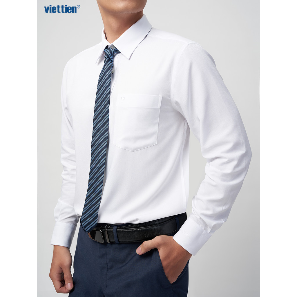 Áo sơ mi tay dài vạt tròn VIETTIEN vải Hoa hồng form REGULAR VT00000234