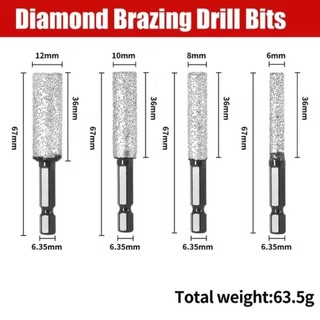Mũi khoan COZYNEST, Máy cưa lỗ gạch men khô bằng gốm Granite, Dụng cụ cầm tay hình lục giác 6 / 8 / 10 / 12mm chất lượng cao để khoan và mài