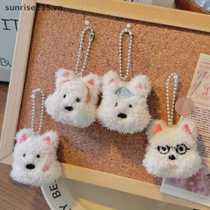 Srvn Highland Terrier Puppy Móc khóa Túi nhồi bông mềm mại sang trọng dễ thương Móc khóa búp bê Mặt dây chuyền quà tặng sinh nhật cho nữ.