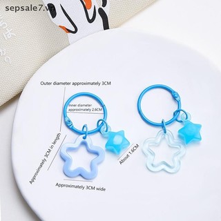 [-d] Móc khóa vòng mở bằng kim loại Móc khóa mặt dây chuyền hình ngôi sao năm cánh bằng nhựa đầy màu sắc dành cho nữ Hộp đựng chìa khóa xe bé gái {vn}