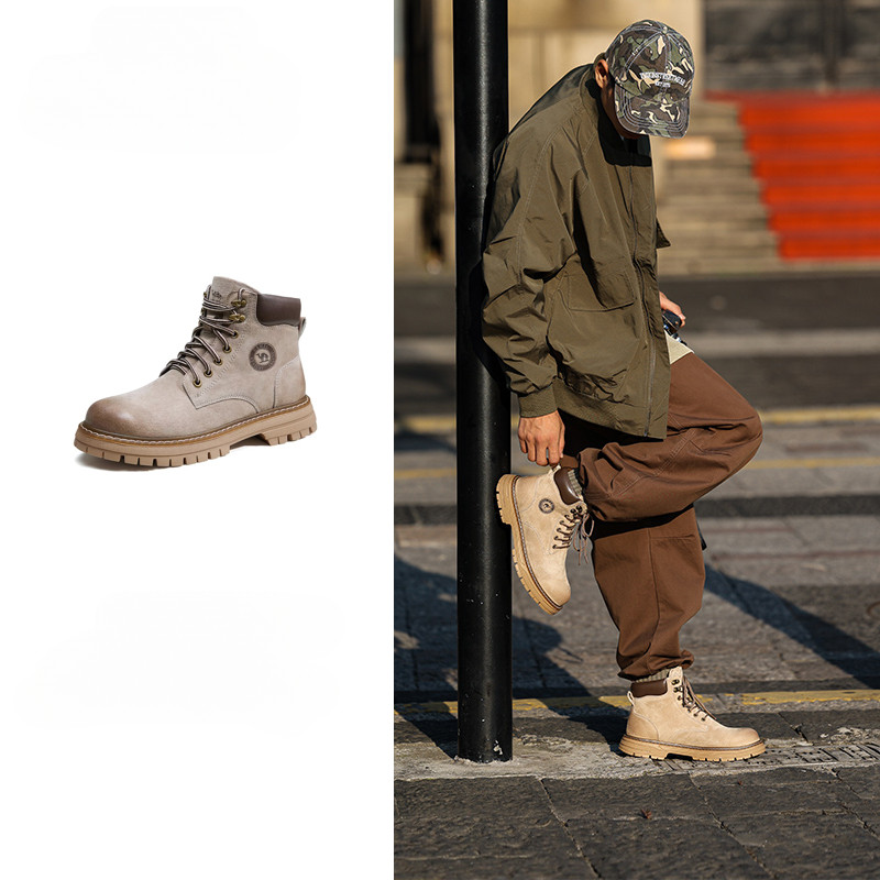 Ảnh CAMEL CROWN Martin Boots Nam Thu Đông Plus Nhung Giày bốt màu vàng Giày đi làm ngoài trời 3