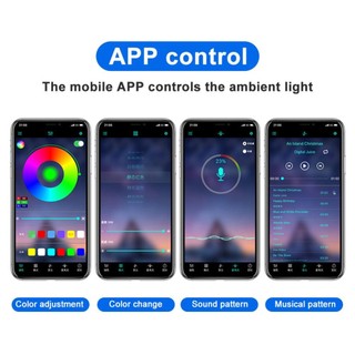 Lookshow 4 Cái / bộ 12V 5V USB LED Nội Thất Ô Tô Khí Quyển Đèn Nền Môi Trường Xung Quanh Tâm Trạng Đèn Chân Ứng Dụng Trang Trí Đèn Điều Khiển Từ Xa Phụ Kiện Tự Động Q5X6