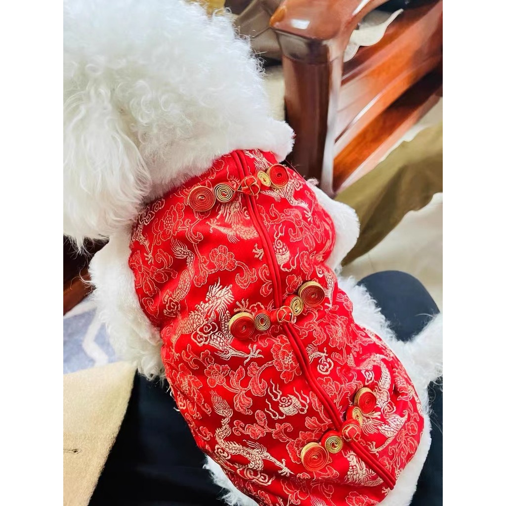 Năm Mới Lễ Hội Mùa Xuân Thú Cưng Quần Áo Chó Bichon Teddy Đường Phù Hợp Với Chó Nhỏ Cotton Áo