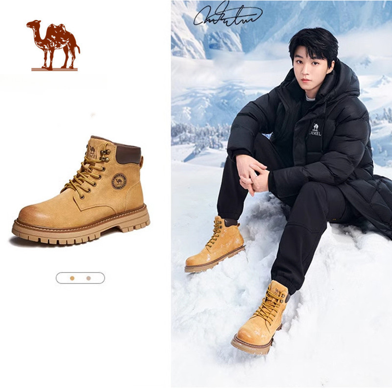 Ảnh CAMEL CROWN Martin Boots Nam Thu Đông Plus Nhung Giày bốt màu vàng Giày đi làm ngoài trời 1