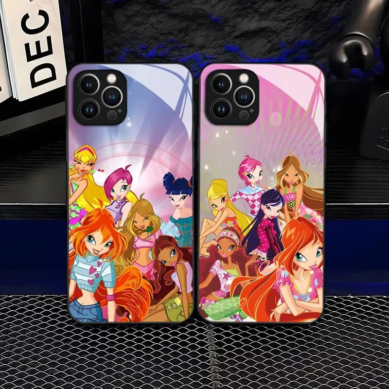 BK-1 Nữ Cô Gái Winx Catoon Câu Lạc Bộ Ốp Lưng Điện Thoại iPhone 14 Pro Max 17.35 Pro 12 11 13 Mini X XR XS 8 7 6 Plus SE Kính Cường Lực Mặt Sau Cov