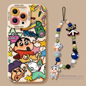 Anime Tranh Sơn Dầu + Dây Buộc Ốp Lưng Điện Thoại iPhone 17 16 15 14 13 12 11 Pro Max X Xr XsMax 7 8 Plus SE2020