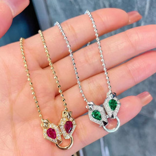 Châu Âu Mỹ ins Phong Cách Mới Đính Kim Cương Hạt Tròn Ngọc Lục Bảo Rắn Đa Năng Dây Xích Nữ