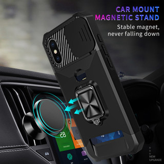 Dành Cho iphone X / Xs Max / XR Ốp Lưng Có Trượt Camera Bao Đựng Thẻ Nhẫn Chân Đế Chịu Lực Bảo Vệ Mỏng Bao