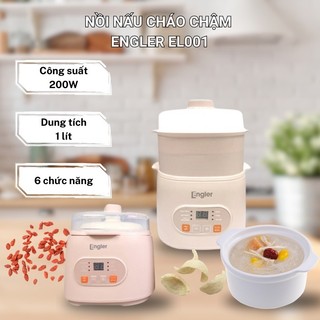 Nồi Nấu Cháo Chậm Engler EL001 1L 6 Chức Năng Nấu Giữ Ấm Tốt Kèm Xửng Hấp