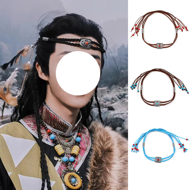 ✨Cửa Hàng Phong Cách Dân Tộc Mông Cổ Tây Tạng Dây Tóc Mũ Đội Đầu Phong Cách Tây Tạng Phong Cách Kỳ Dị Nam Nữ Tóc Đầu Trước Trang Trí Bện Độc Đáo Đầu Tua Rua Dây 25.4.28