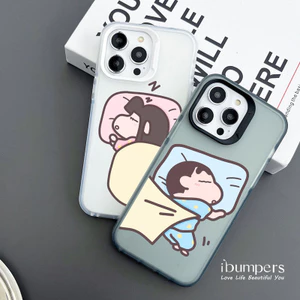ibumpers Ốp Lưng iPhone Dễ Thương Shin Chan Họa Tiết Cặp Đôi Ốp Điện Thoại Trong Suốt Mờ Chống Bẩn Chống Vây Cho iPhone 16 15 14 12 13 11 Pro Max IP 7 8 Plus X Xs XR Xs Max