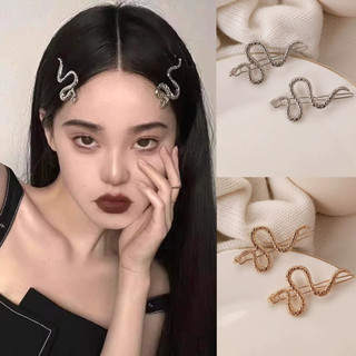 Châu Âu Mỹ Phong Cách Retro Tóc Nữ Sáng Tạo Bạc Hình Rắn Tối Độc Đáo Phong Cách Thoáng Mát Bên Kẹp Tóc Hợp Thời Trang
