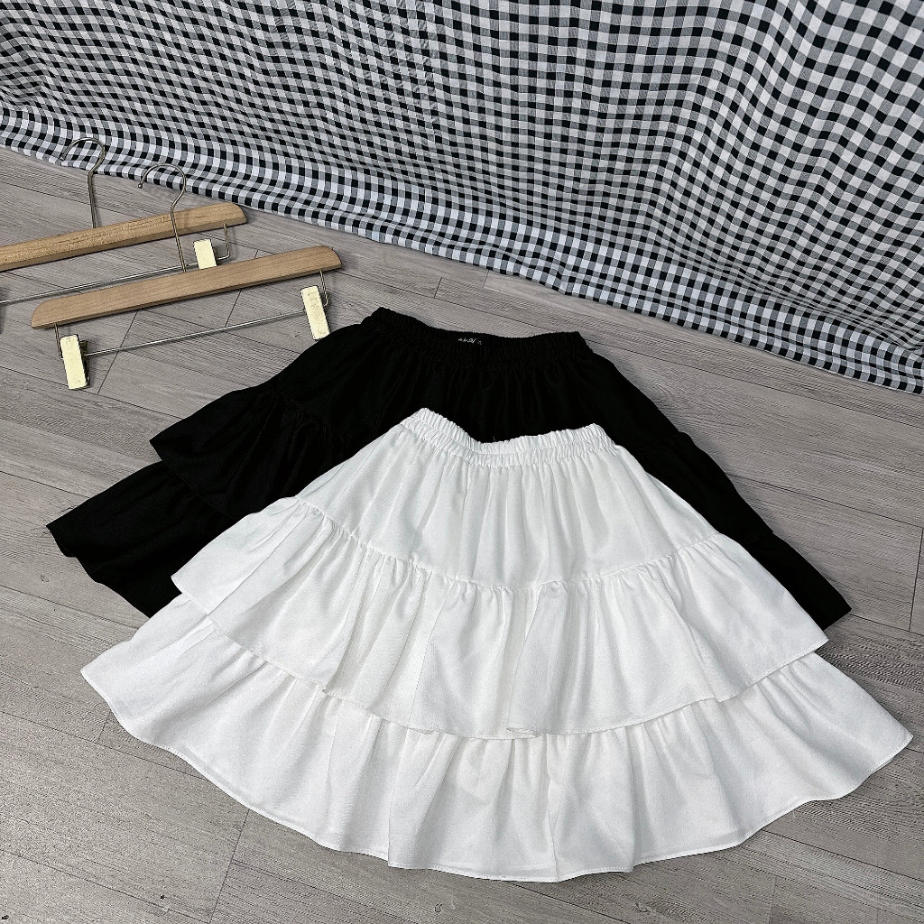 Chân Váy Kiểu Xòe Bigsize Nữ Lưng Cao 2 Tầng Big Size Có Lót Trong Vải Lụa Chéo Mềm Mịn CV XOE