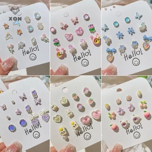 1 Bộ Bông Tai Hình Trái Tim Sáng Bóng Nhiều Màu Sắc Dễ Thương Cho Nữ Bông Tai Thời Trang Cho Bé Gái Trang Sức Quà Tặng Dự Tiệc [EN]