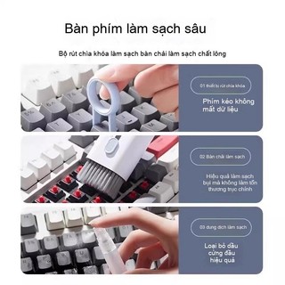Bộ bàn chải vệ sinh đa năng 7 trong 1 làm sạch sâu bàn phím màn hình tai nghe laptop điện thoại