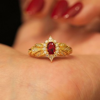 Châu Âu Mỹ ins Phong Cách Mới Mô Phỏng Ruby Mở Nhẫn Nữ