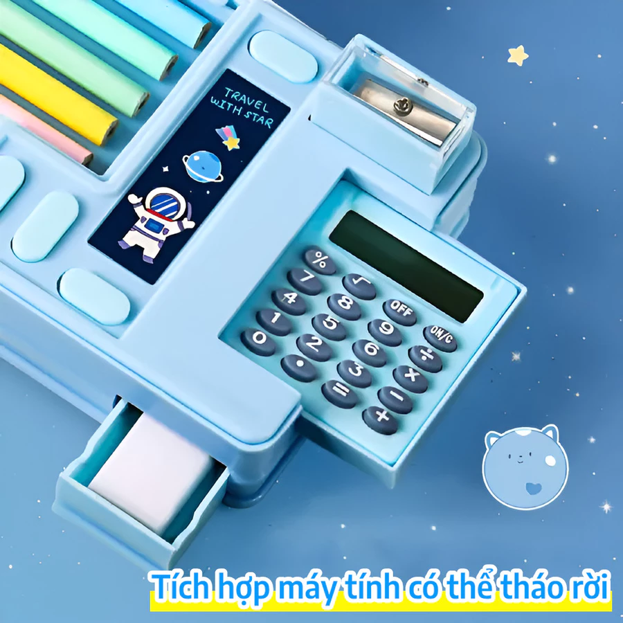 Hộp đựng bút tiện dụng cho bé, chất liệu an toàn, không gây tổn thương tay, hình phi hành gia/kỳ lân/gấu dễ thương