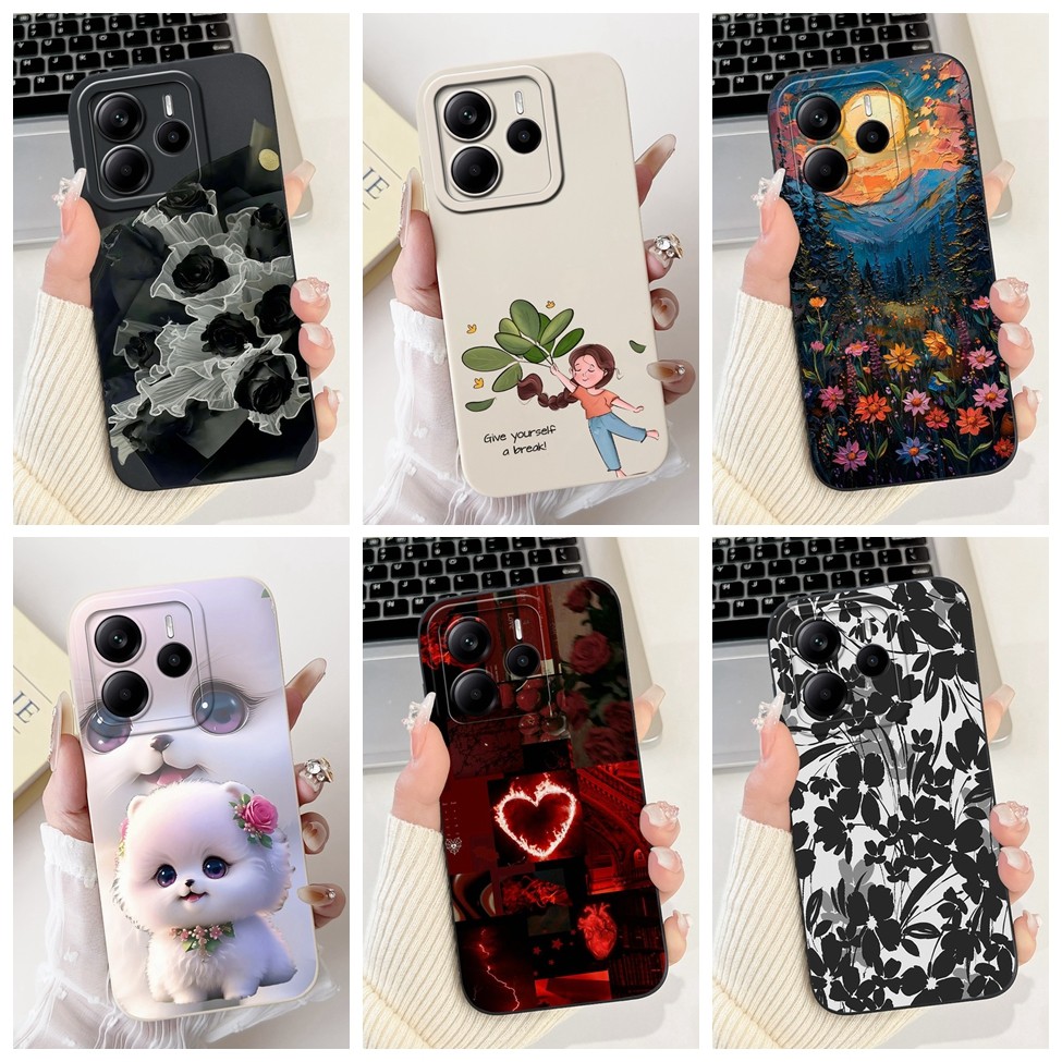 Ốp Lưng Toàn Cầu Cho Redmi Note 14 4G 5G Bao Hoa Thời Trang Sang Trọng Kawaii Girl Mèo Dễ Thương Vỏ Chống Sốc 24117RN76G 24117RN76O 24094RAD4G