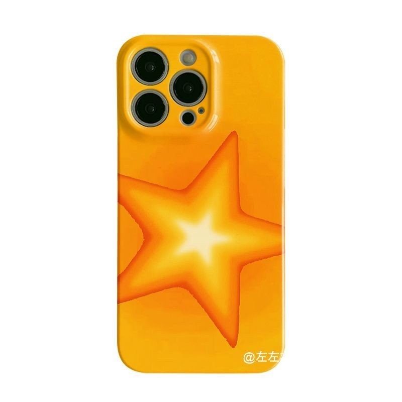Ốp điện thoại ngôi sao năm cánh màu cam QYJS tương thích với iPhone 7 8 Plus 14 15 16 PLUS 12 PRO 11 16 15 14 13 Pro Max X XS XR XS MAX, phim mới, ốp cứng niche 2LHQ