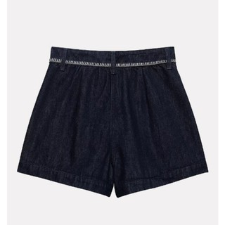 Quần short Zara made in Morocco jean sậm không mài viền chỉ trắng