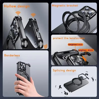 [Jlk] Ốp điện thoại từ tính không khung kim loại cho iPhone 16 / 16 Pro / 16 Pro Max S24 Ultra S24 + S24Plus Vỏ điện thoại bảo vệ tản nhiệt tích hợp