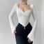 Áo Kiểu Nữ Tay Dài PINKSTORE29 Cổ Vuông Phối Dây Rút Ngực Gợi Cảm A5744