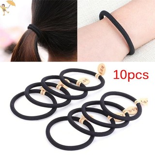 [Gou] 10 Dây Màu Đen Dây Co Giãn Dây Buộc Tóc Dày 4 Mm Dây Buộc Tóc Nữ VN