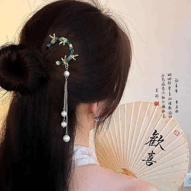 Mới Thời Trang Trung Quốc Hoa Tua Rua Kẹp Tóc Giả Ngọc Trai Hình Chữ U Kẹp Tóc Thời Trang Phụ Kiện Tóc