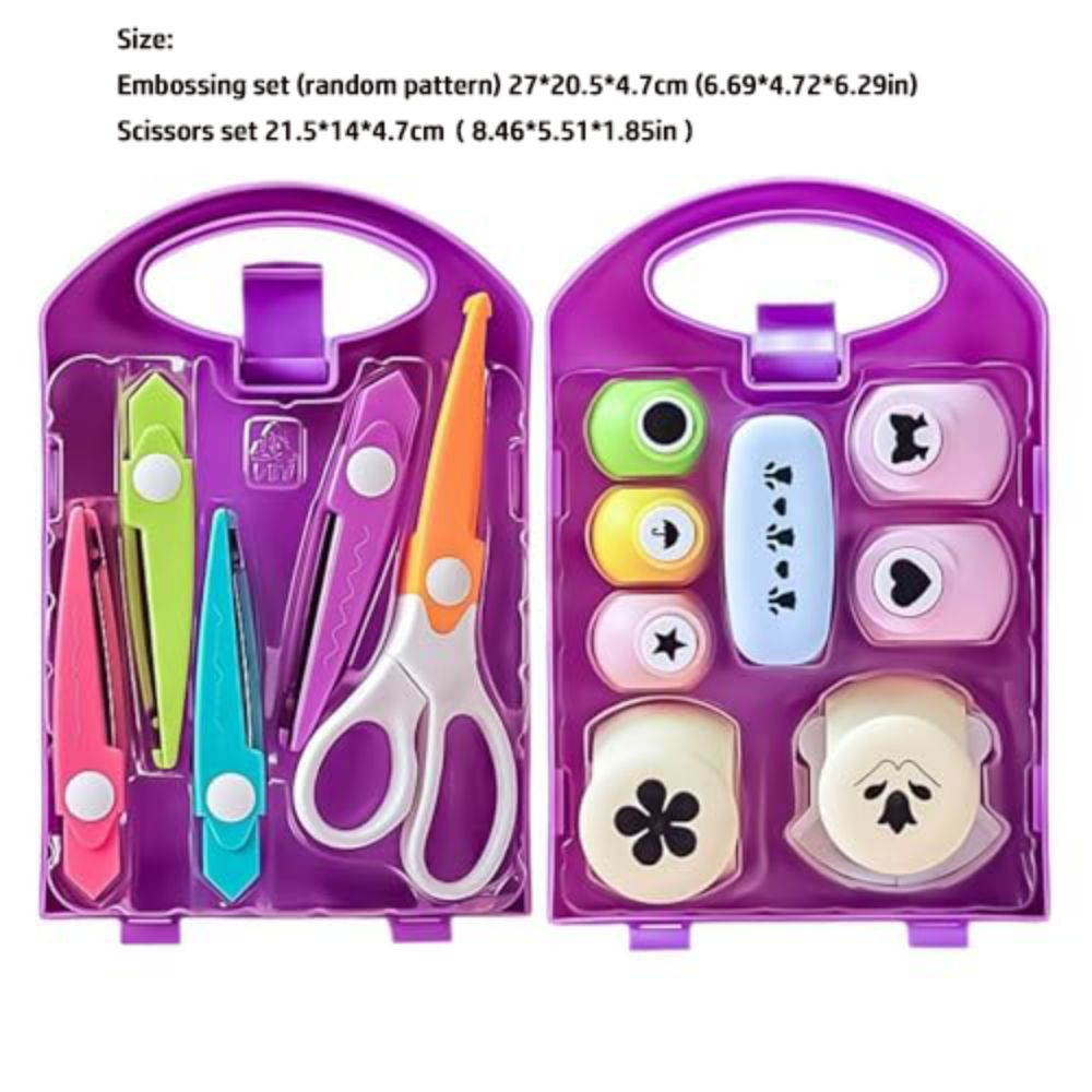 ESSENCEH Kids Craft Hole Punch Shapes Set, Bộ thủ công DIY kích thước nhỏ thủ công, các dự án DIY có hộp lưu trữ Nhựa cho trẻ em từ sáu tuổi trở lên