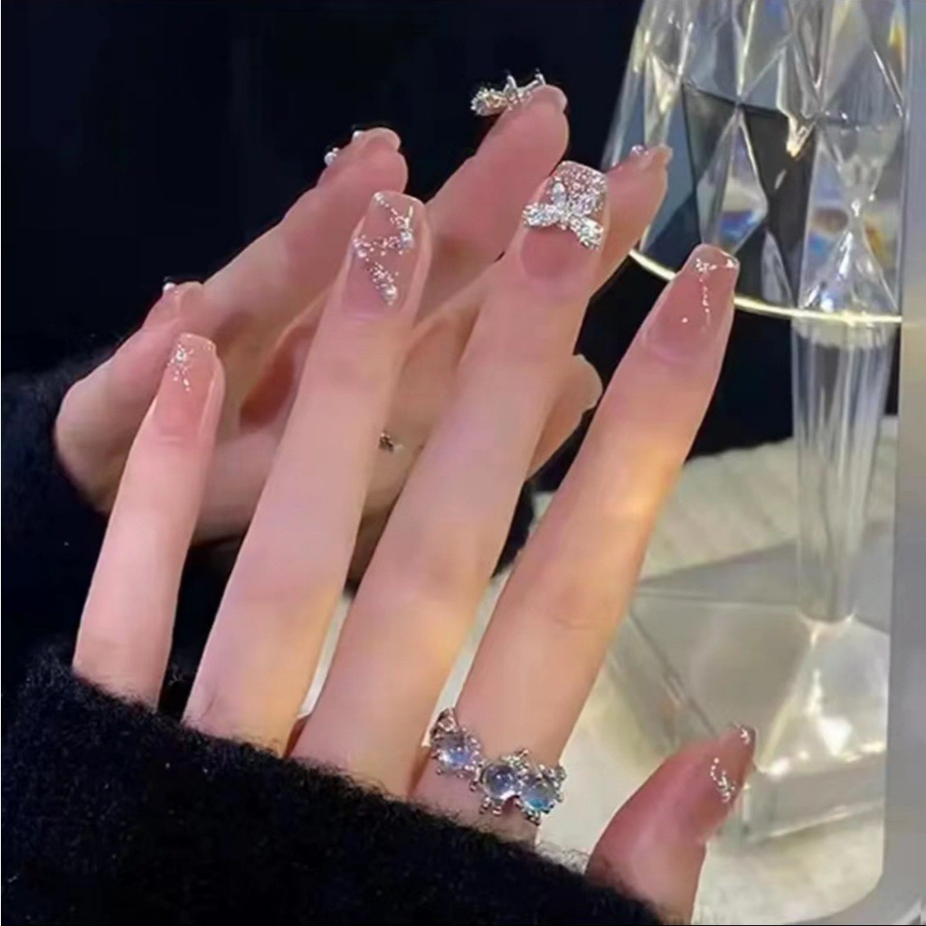 Ảnh Móng tay giả Minoderm Nail box kèm keo gắn, dáng ngắn, dài, thiết kế trơn, đính đá sang trọng 3