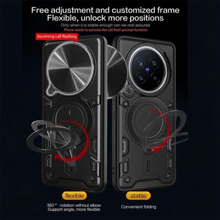 Ốp Giá Đỡ Vòng Ô Tô Từ Tính Cho Vivo X300 X200 Pro X300Pro X300FE X300Ultra 5G Vỏ Giáp Sang Trọng Chống Sốc Chống Rơi Ốp điện thoại Trượt Đẩy Camera Bảo Vệ Ốp điện thoại Cứng