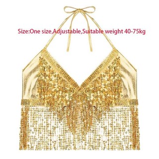Áo lót múa bụng sequin sáng bóng, phù hợp biểu diễn câu lạc bộ đêm và sân khấu