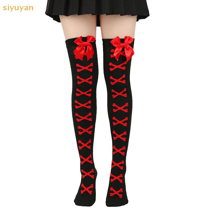 Siyuyan 1 Cặp Bé Gái Đen Ngọt Ngào Dễ Thương Hồng Y2K Bông Tai Kẹp Gothic Đùi Vớ Cao Cấp Mới Hot Girl Xương Nơ Tất Dạo Phố VN