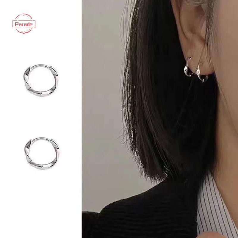 Bông tai vòng vàng xoắn diễu hành dành cho nữ, Vòng tròn dày không gây dị ứng Vintage Twist Earings Big VN