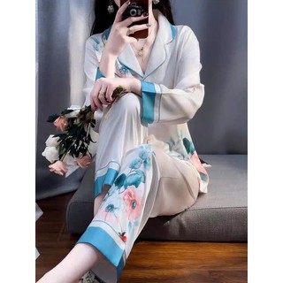 Đồ Bộ Nữ Pijama Bộ Lụa latin Tay Dài cổ sơ mi HHGBJH110 GG FF RRSSNN NN1 CC