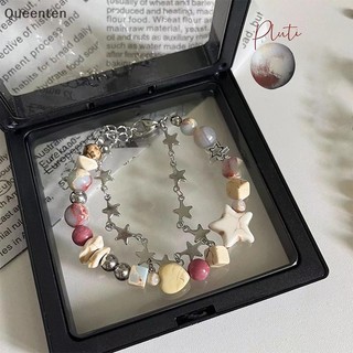 Queenten Bông Tai Kẹp Ngôi Sao Vòng Tay Cô Gái Pentagram Ngọc Trai Đính Hạt Lắc Tay Nữ Vintage Thẩm Mỹ Quyến Rũ Vòng Tay Phụ Kiện Trang Sức Quà Tặng