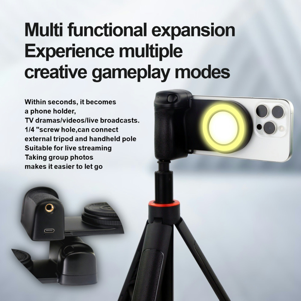 Giá đỡ kẹp Selfie điện thoại từ tính INOVAGEN có Camera Màn trập từ xa Bluetooth, Đèn lấp đầy có thể điều chỉnh, Vít 1 / 4, Giá đỡ điện thoại Tay cầm Selfie Bộ ổn định Camera cho Android, i-Phone