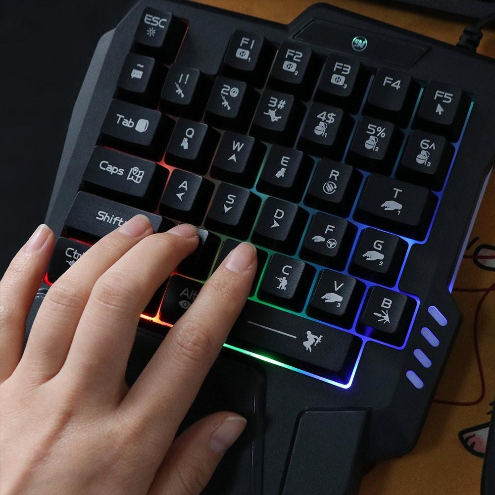 Bàn phím đơn MAOMEI, Bàn phím một tay siêu mỏng USB, Đèn nền di động 3 màu có dây phím cơ chơi game phát sáng có dây PC để bàn | BigBuy360 - bigbuy360.vn