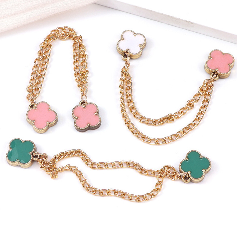 [Yunyuan] Phiên bản Hàn Quốc Cỏ Ba Lá Khóa Từ Tính Dây Xích Quần Điều Chỉnh Chân Áo Sơ Mi Cổ Trang Trí Dây Xích Trâm Cài Không May Khóa Từ Tính