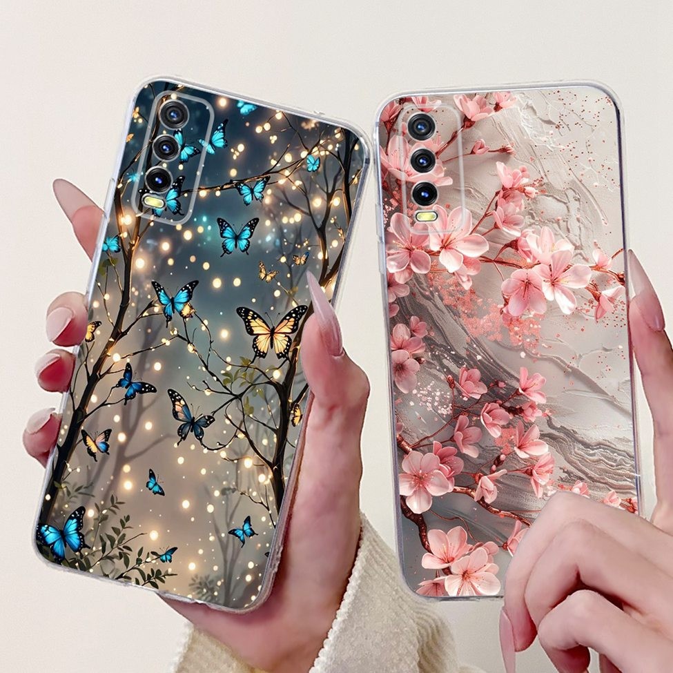 Vivo Y20 V2029 Ốp điện thoại Vivo Y20i V2027 V2032 Rõ Ràng Sang Trọng Bướm Tình Yêu Thời Trang Hoa Thoáng Mát Đẹp Trai Sư Tử Sơn