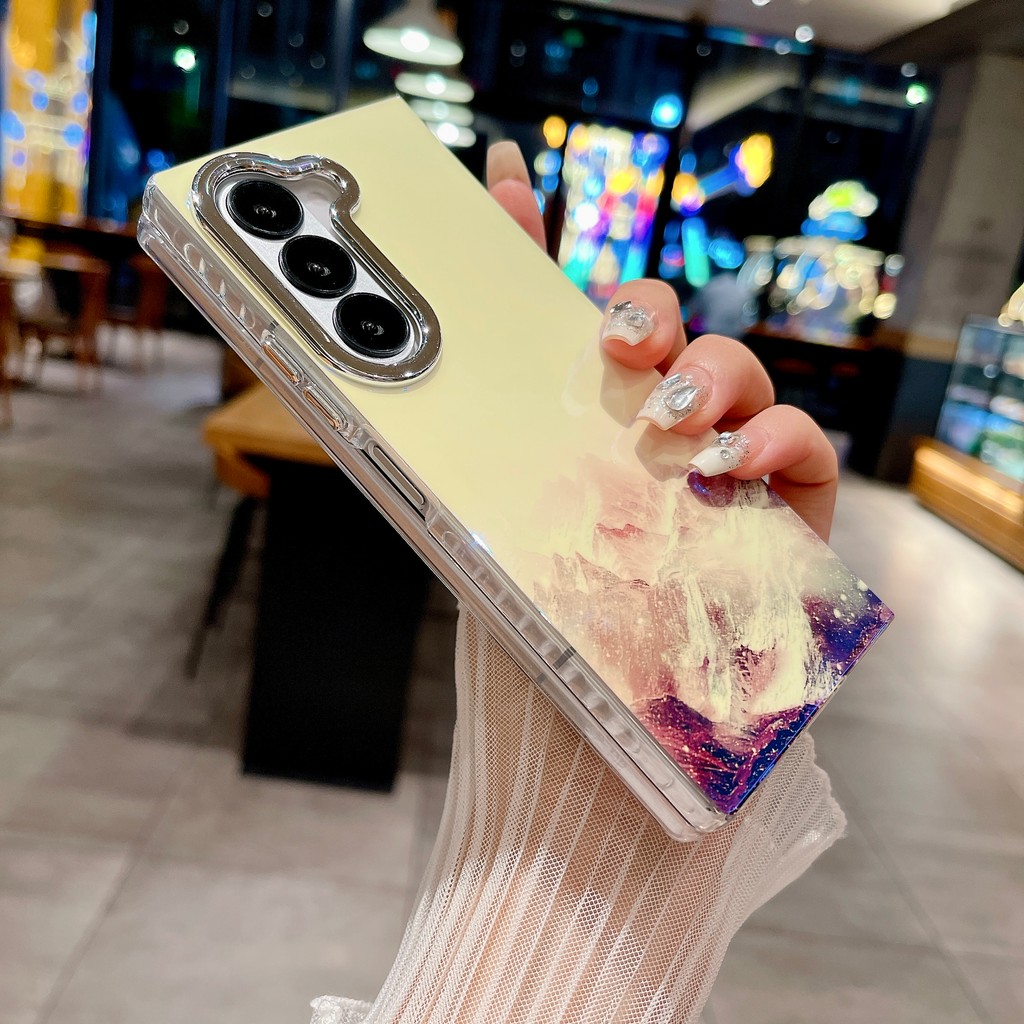 Dành Cho Samsung Galaxy Z Fold6 Sang Trọng IMD Thiết Kế Độc Đáo Gấp Vỏ Bảo Vệ Cho Galaxy Z Fold 3 4 5 6 5G Họa Tiết Thời Trang Ốp Điện Thoại Chống Sốc Trong Suốt