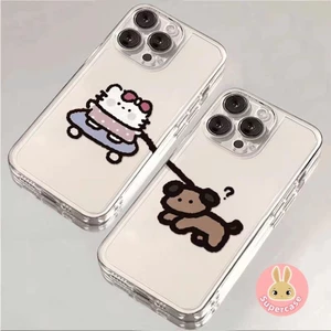 Ốp Điện Thoại Cặp Đôi Mèo Cho Vivo Y500i Y300 Y300T Pro Y75 Y60 Y51 Y39 Pro Y31 Y31D Y29 Y29T Y21D Y19 Y19E Y11 Y11D Y04 Y04S Y05 5G 4G Vỏ Mềm Trong Suốt Chó Dễ Thương Chống Rơi