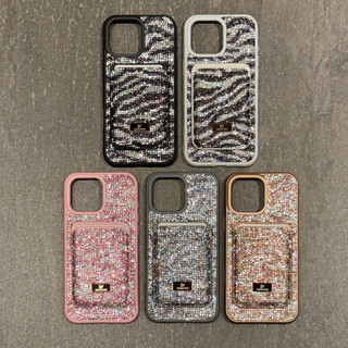 Zebra Sọc In Hình Thời Trang Thường Ngày Flash Bột Khe Cắm Thẻ Siêu Từ Thời Trang Swarovski Chấm Khoan Vỏ Điện Thoại Cho iphone 17 Air16 15 14 13 Pro Max Ốp lưng Chống Rơi
